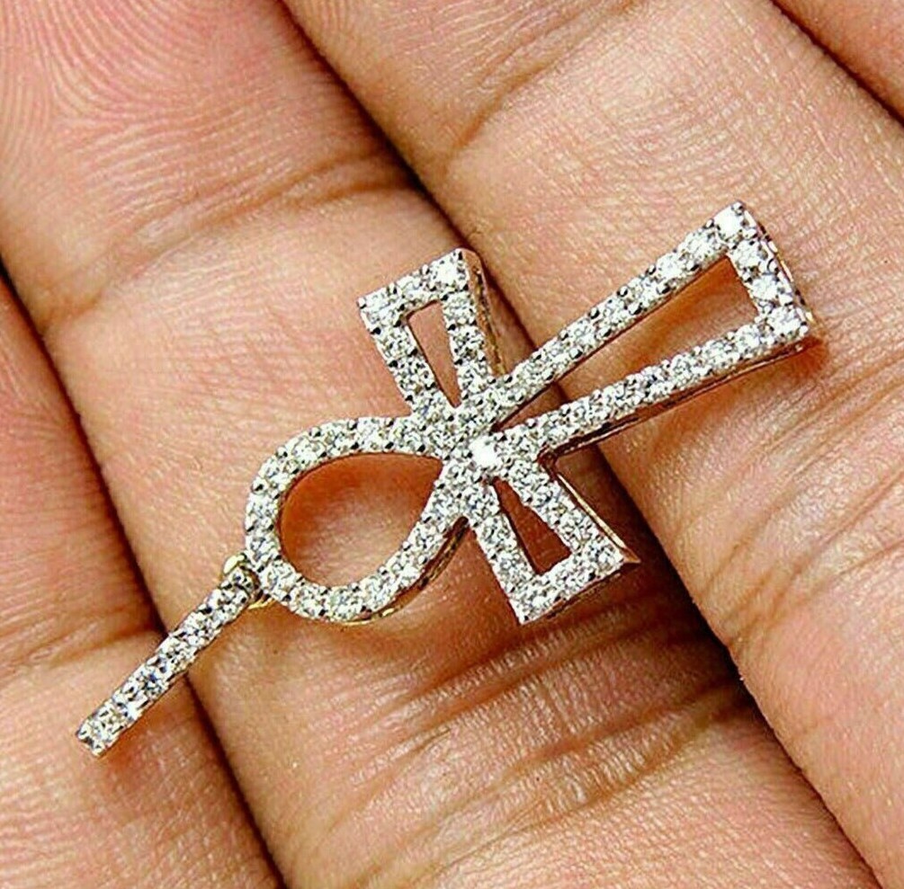 Discounted! 14K White Gold Natural Diamond Cross Pendant Wedding Gift for Him