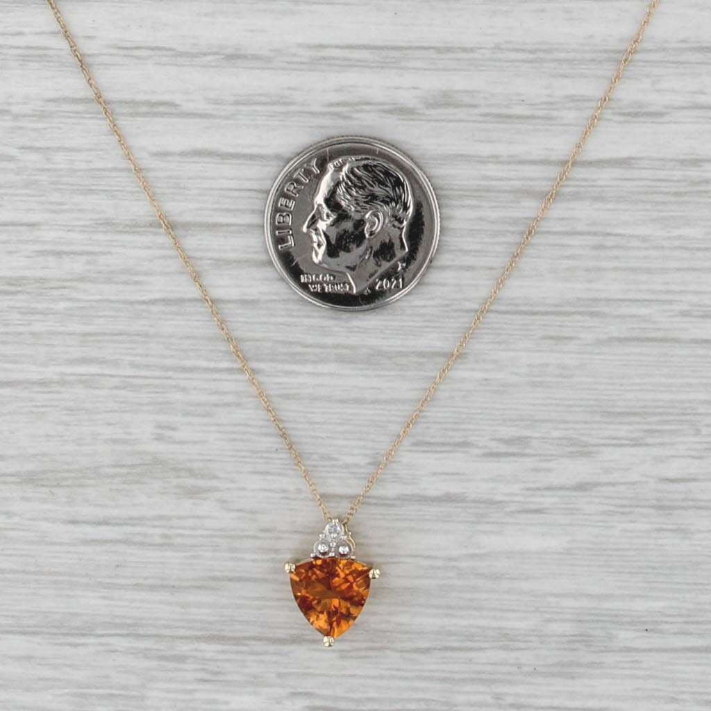1.60ct Citrine Diamond Pendant Necklace 10k Yellow Gold 18.25″ Rope Chain