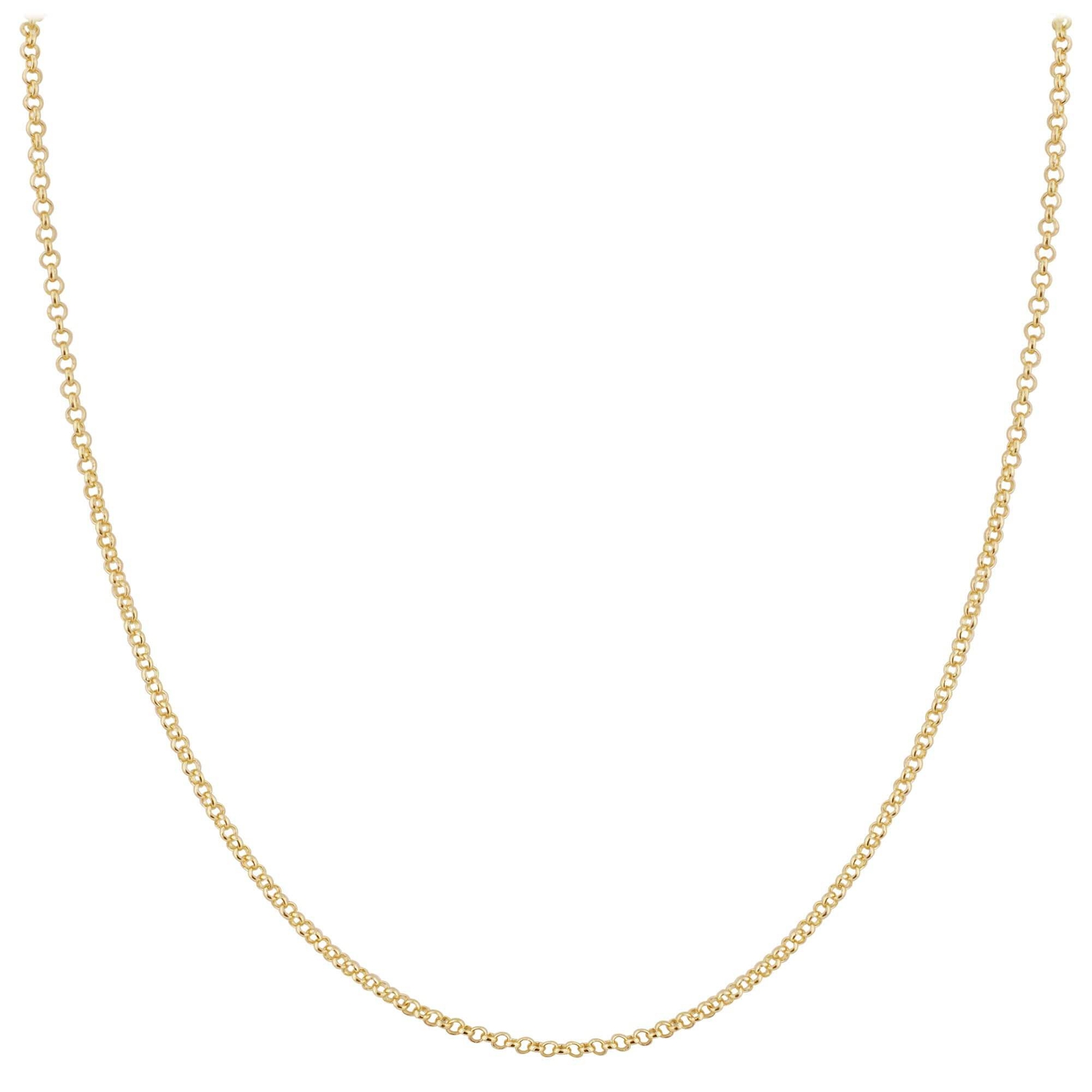 Italian Gold Over 925 Sterling Silver Vermeil 1.5mm Rolo Chain Necklace