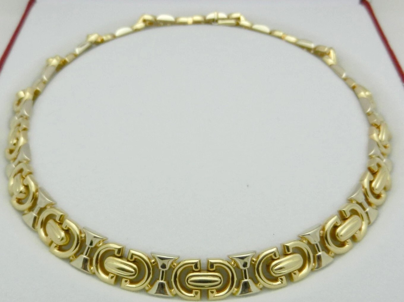 IMPRESSIVE Shiny Fancy Style Necklace Choker 48.2 gr 17.5″ long 14k Gold ITALY