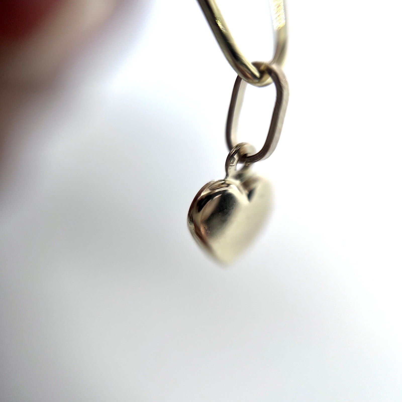 14K Yellow Gold Small 11mm Puffed Heart Charm Pendant – New, great gift