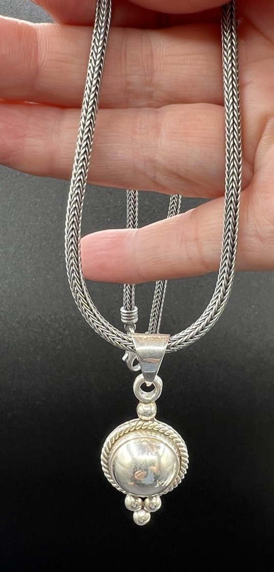 Sterling Silver Spiga Wheat Chain, Sterling Pendant Necklace, 17”, 24 Grams