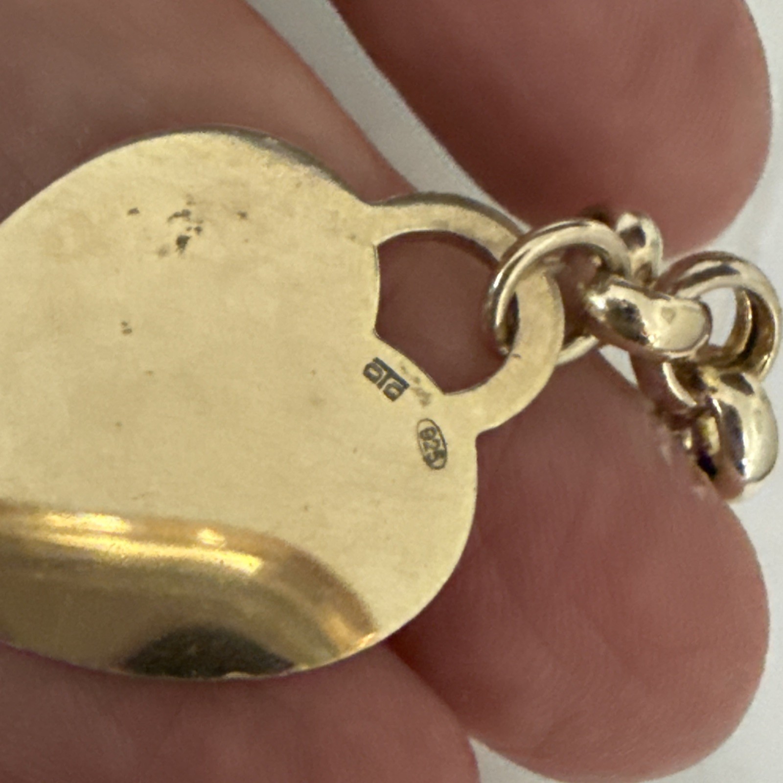 STERLING SILVER SOLID VINTAGE ROLO LINK CHAIN HEART PENDANT 26.2 GRAMS ITALY
