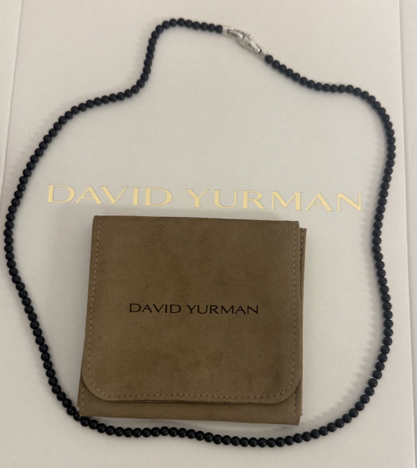 David Yurman .925 Sterling Silver Beads Black Onyx 4mm Necklace 26″