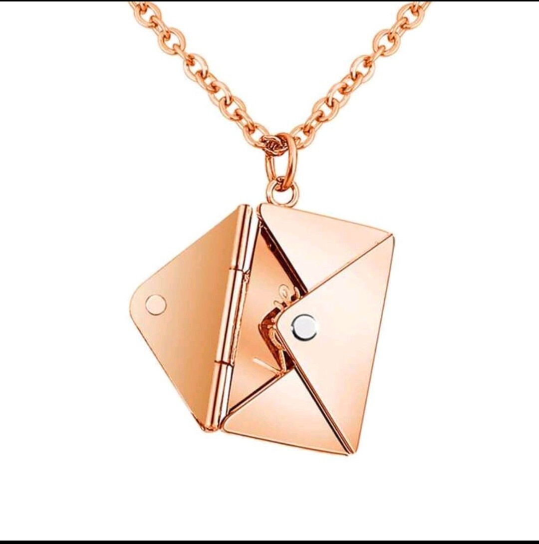 Secret Message Envelope Necklace Chain Rose Gold Colour Very Good Quality.
