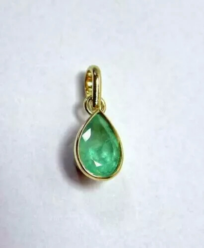 4Ct Lab-Created Emerald Solitaire Pendant 14K Yellow Gold Finish Free Chain