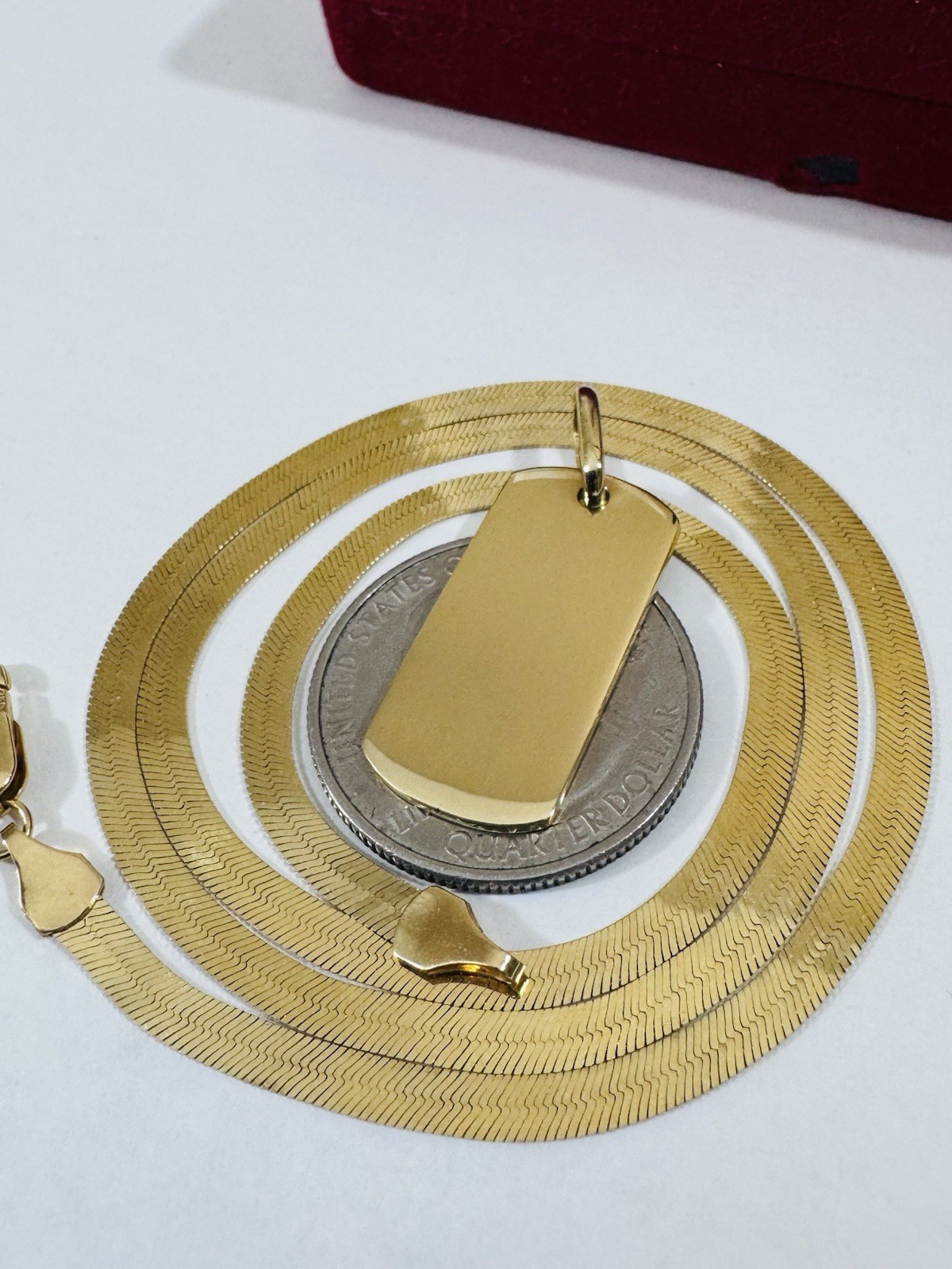 18K 750 Genuine Gold Rectangle Bar Necklace 17” Inch Long 12.4g 3.8mm