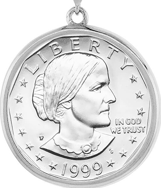 Sterling Silver Bezel Susan B Anthony Sacagawea 27 mm Coin Prong Back Round Edge