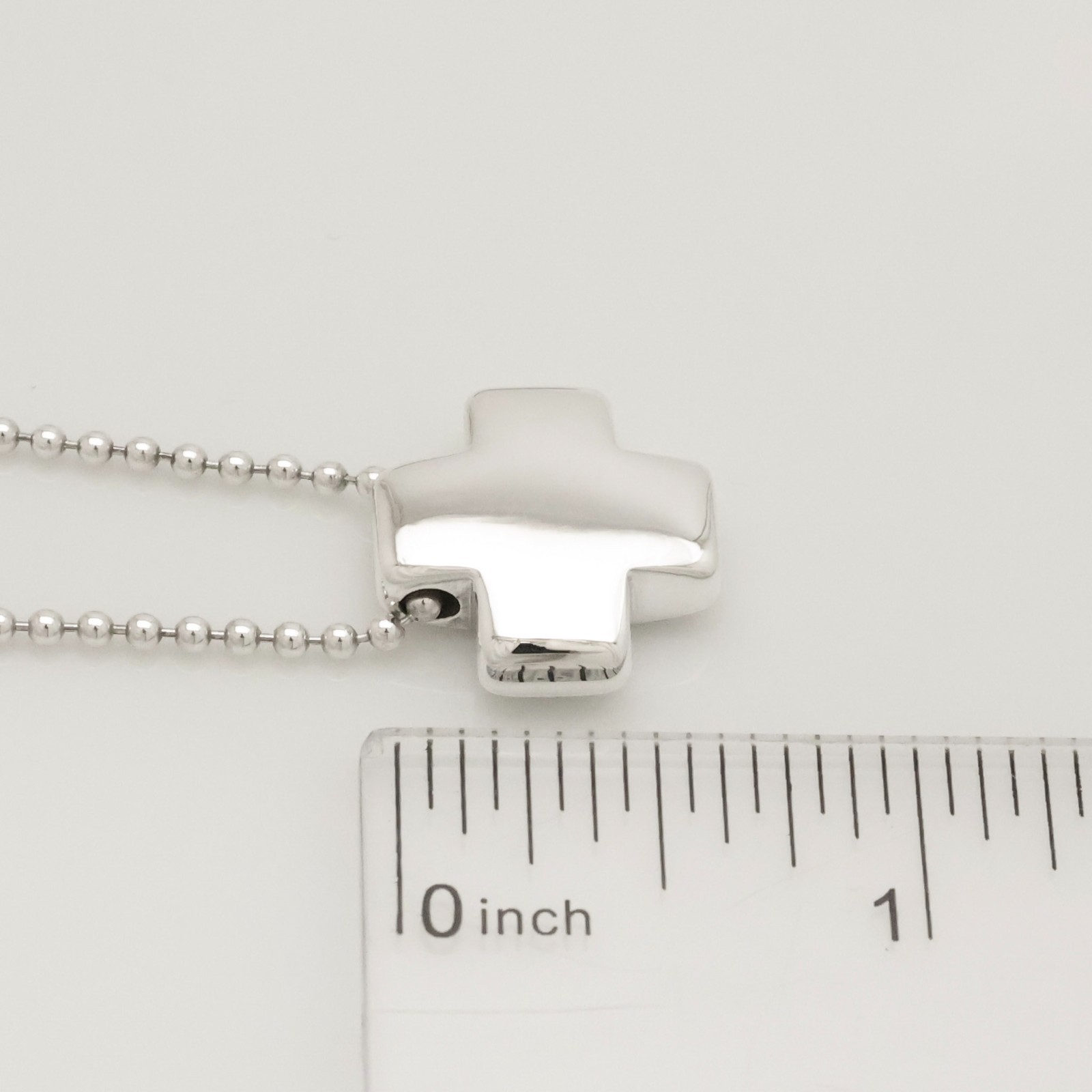 Authentic Tiffany & Co. Roman Cross Ball Chain Necklace 16″ Silver 925 w/Pouch