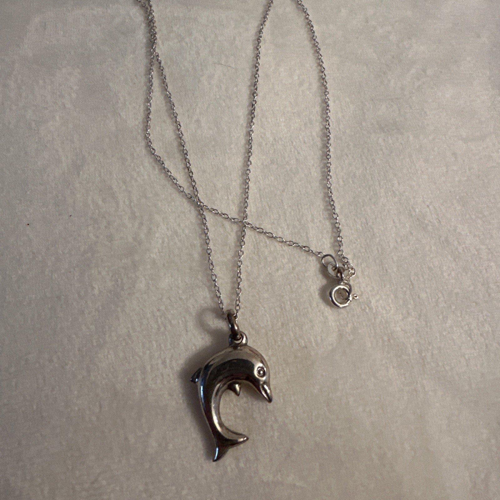 STERLING SILVER DOLPHIN PENDANT & CHAIN – 925 – 3cm Pendant – 40cm Chain
