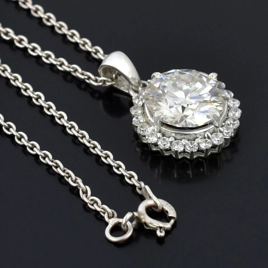 7.00 Ct Certified White Treated Diamond Solitaire Pendant in 925 Silver
