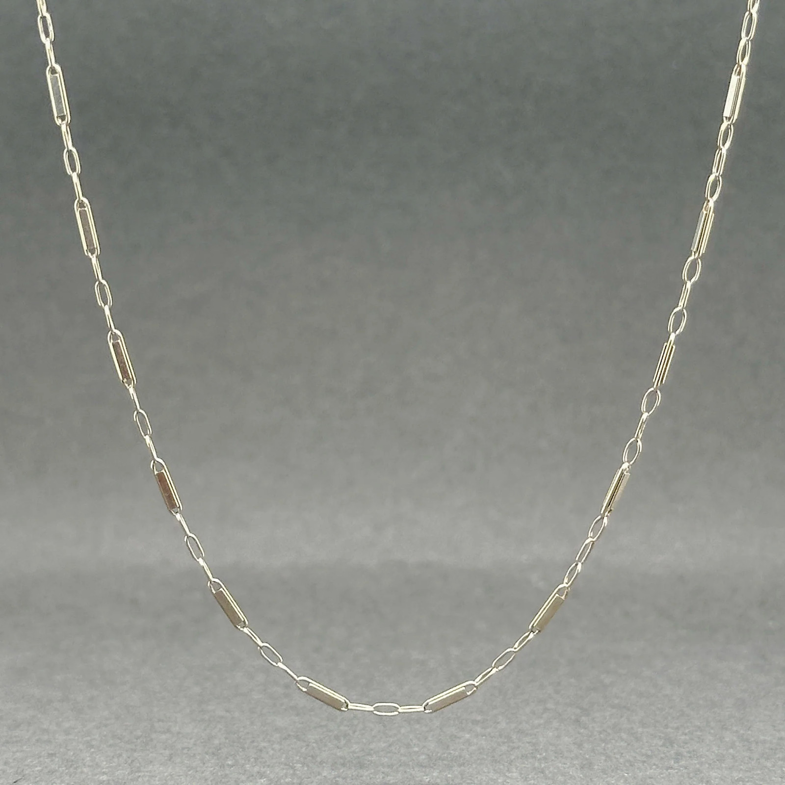 Estate 14K White Gold 1.1mm 16″ Bar Link Chain