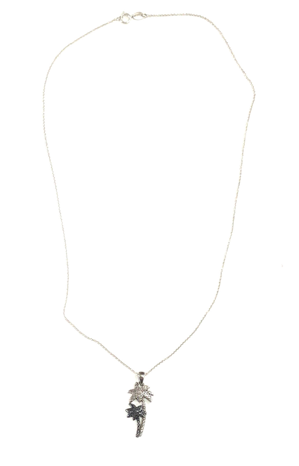 JCM Jacmel Necklace 925 Sterling Silver Palm Tree Diamond Accent – 18″ Length
