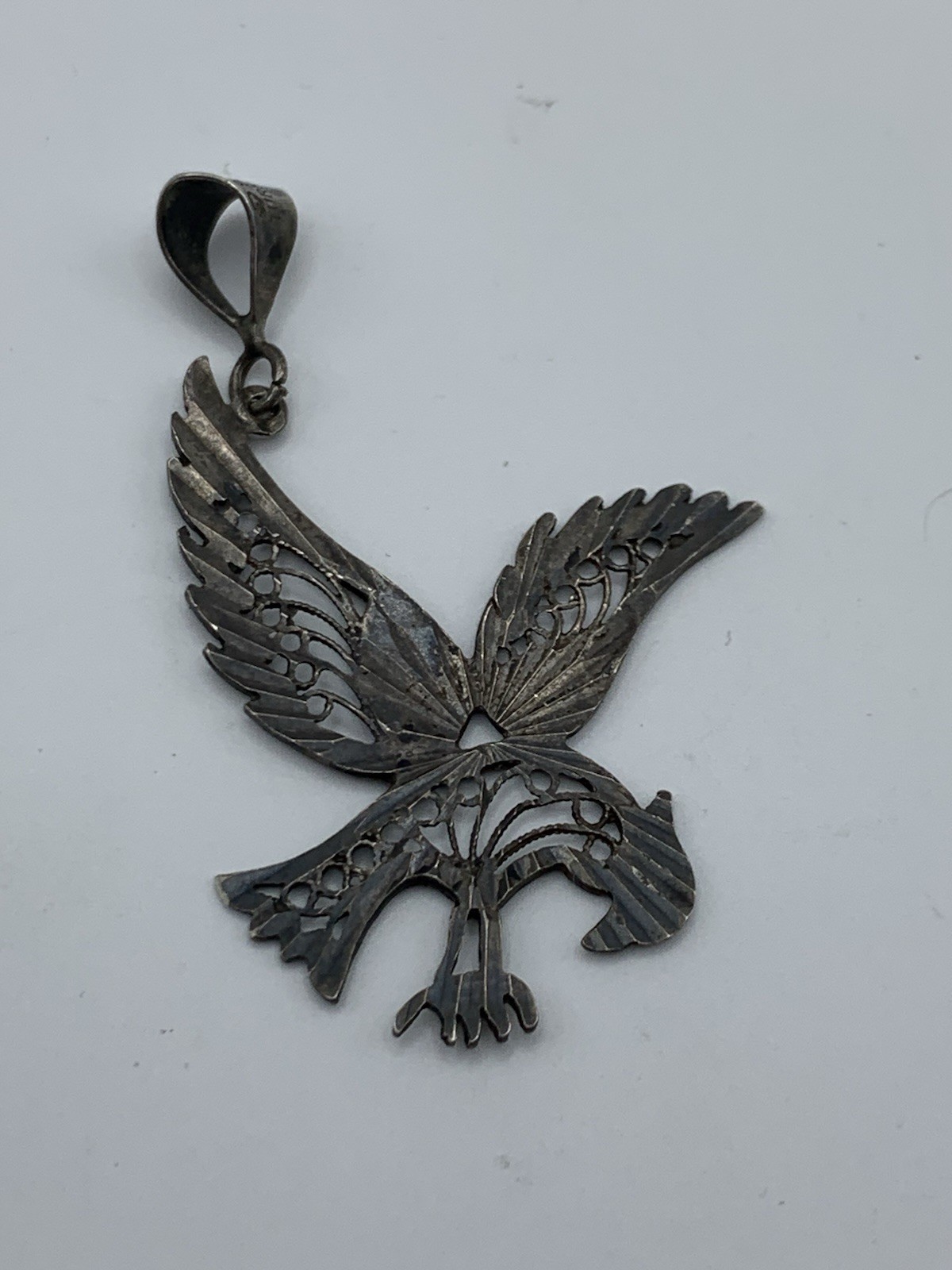 Turney Signed 925 Sterling Silver Engraved Bird Pendant Charm No Stone