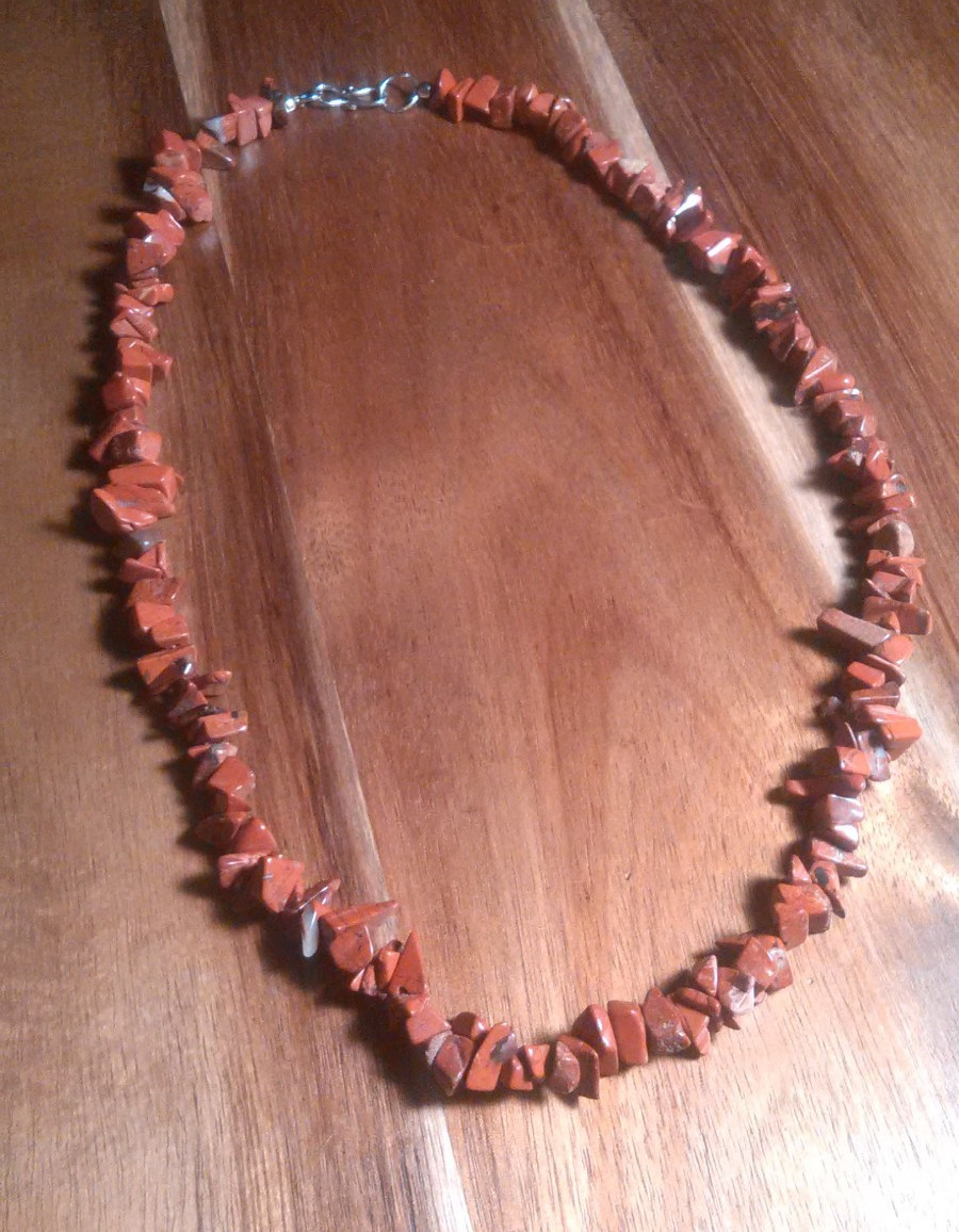 Red Jasper Chips Sterling Silver Necklace