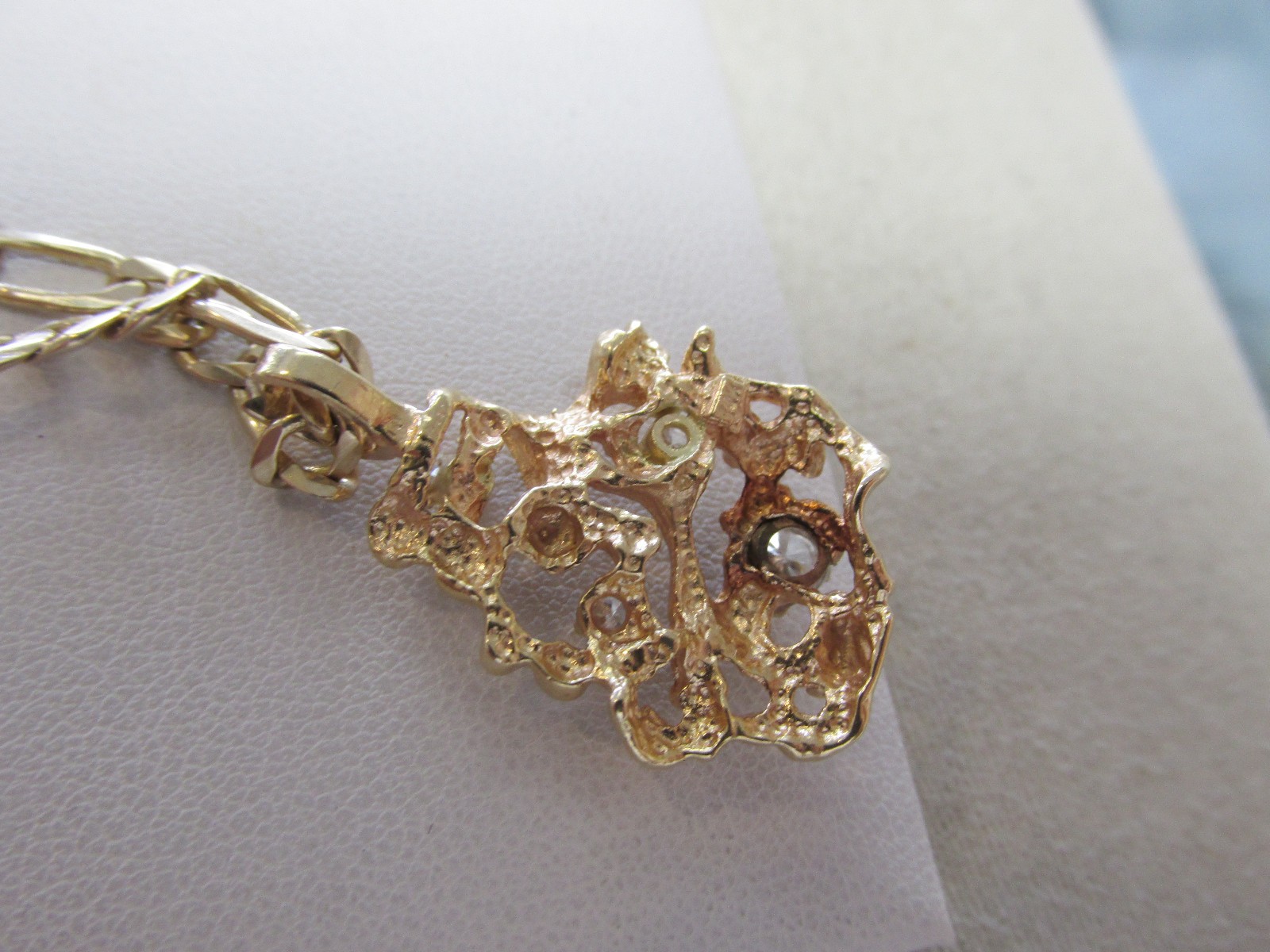 Gorgeous 14k 21 in. Figaro Chain Necklace With Diamond Nugget Pendant MAKE OFFER