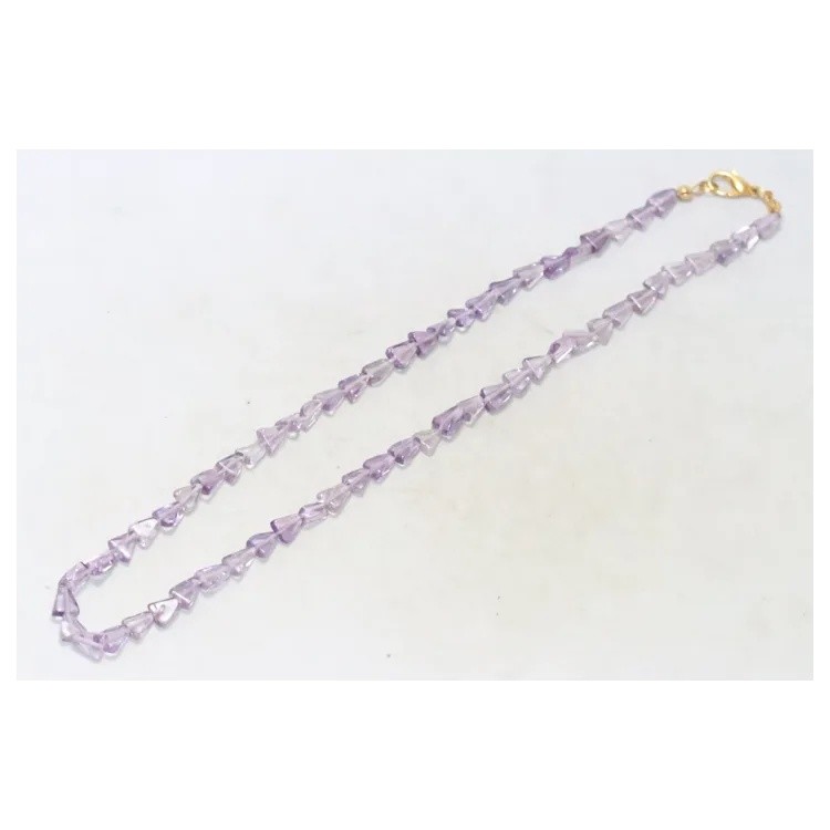 Vintage Triangle Amethyst Stone Beaded Necklace