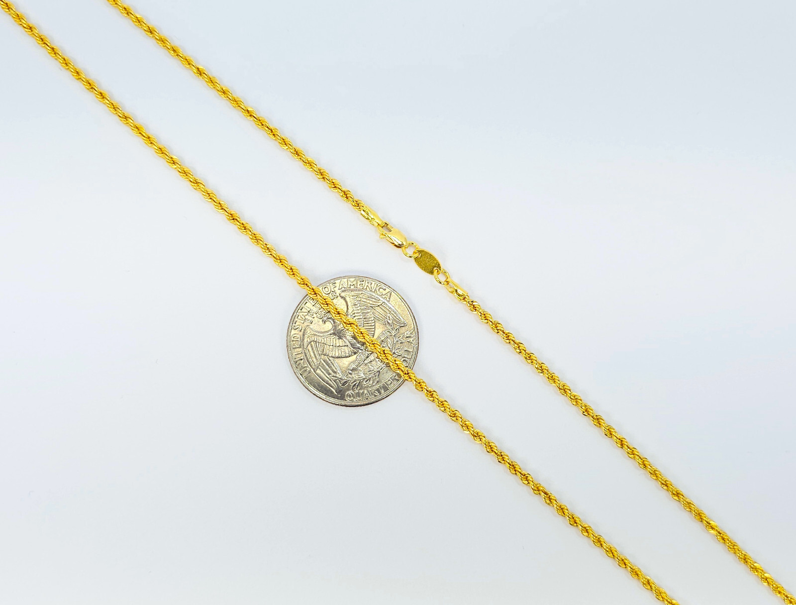 22K Gold Rope Chain Necklace Hollow 16.5 in Choker 2.15mm Genuine Hallmarked 916