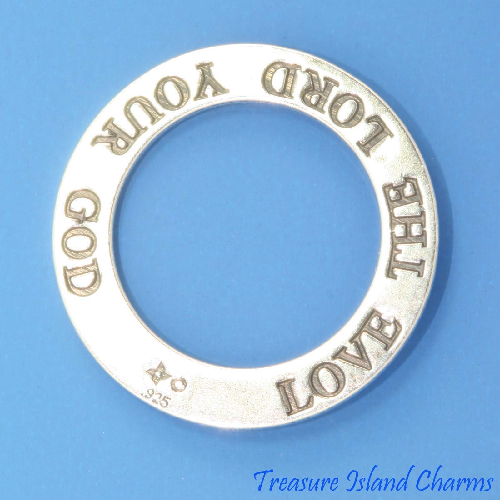 Love the Lord Your God Hebrew Jewish 925 Solid Sterling Silver Band Pendant