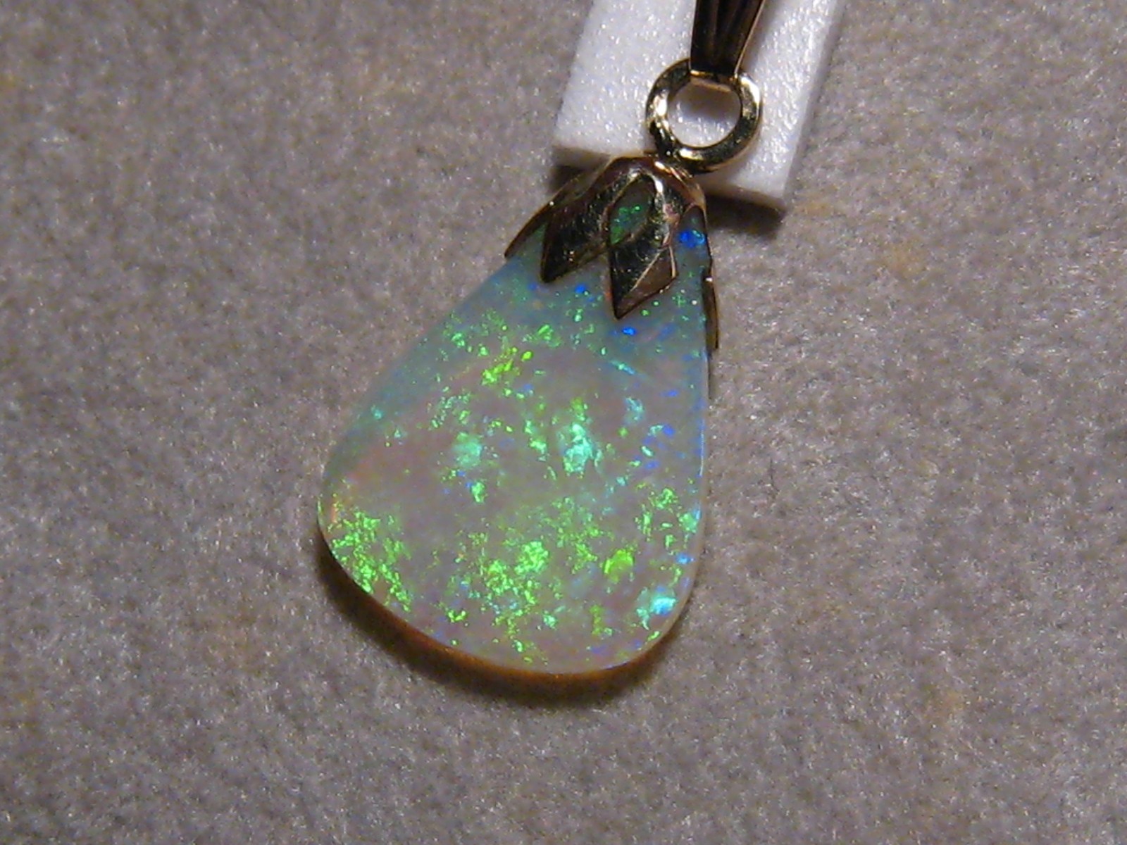 2.5 ct. Neon Green Opal Pendant , Solid 14k Yellow Gold