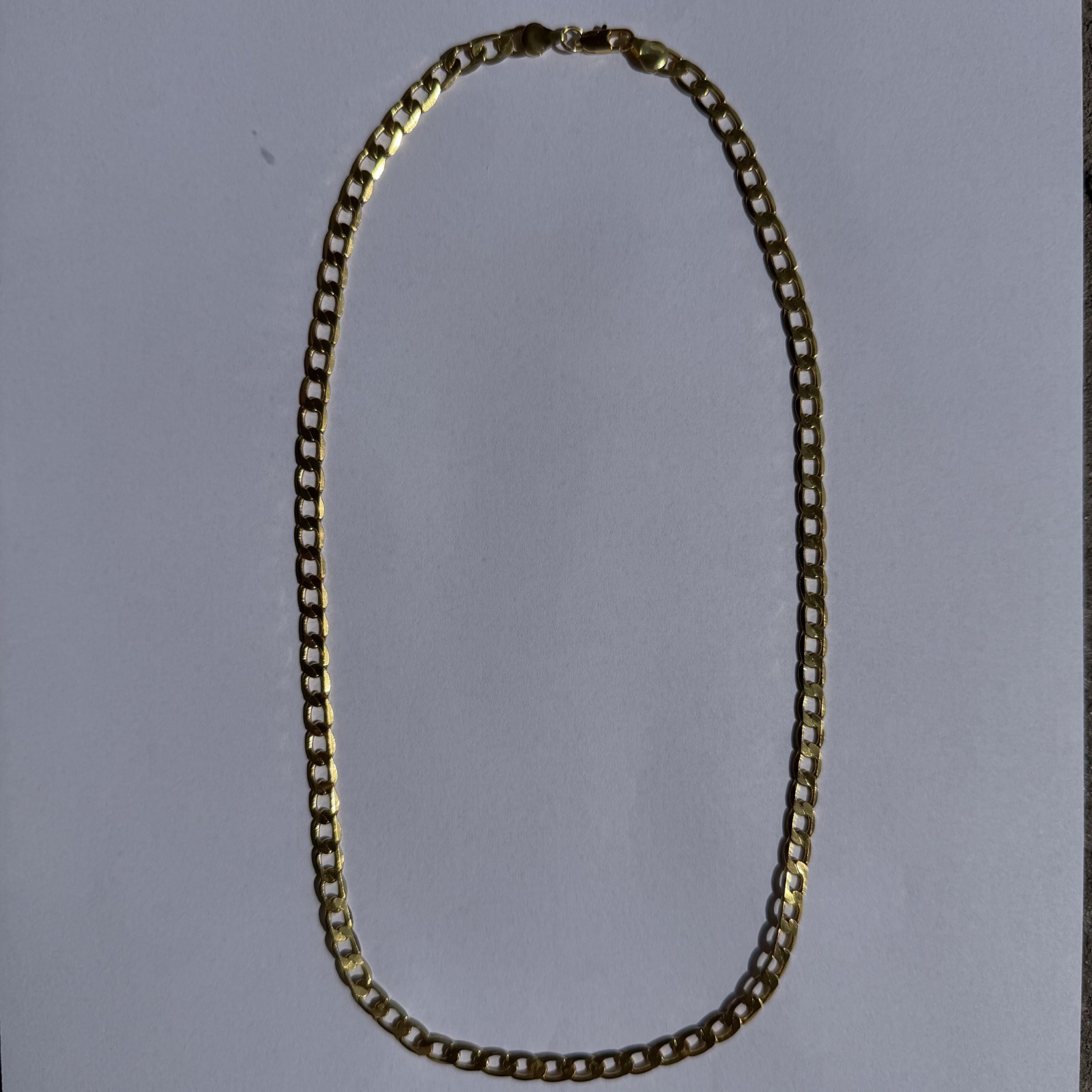 18K Gold Filled Flat Curb Link Chain Necklace 20″ Unisex Classic Layering Chain