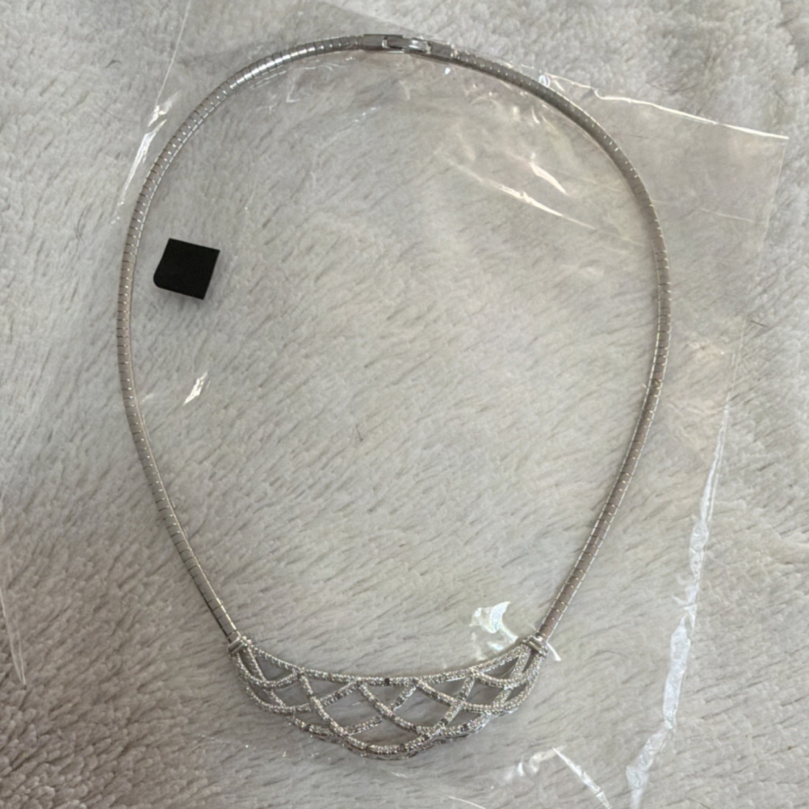 Platinum Plated Diamond Necklace 18″ 24 Natural Round Diamonds J-K I2-I3 0.25ctw
