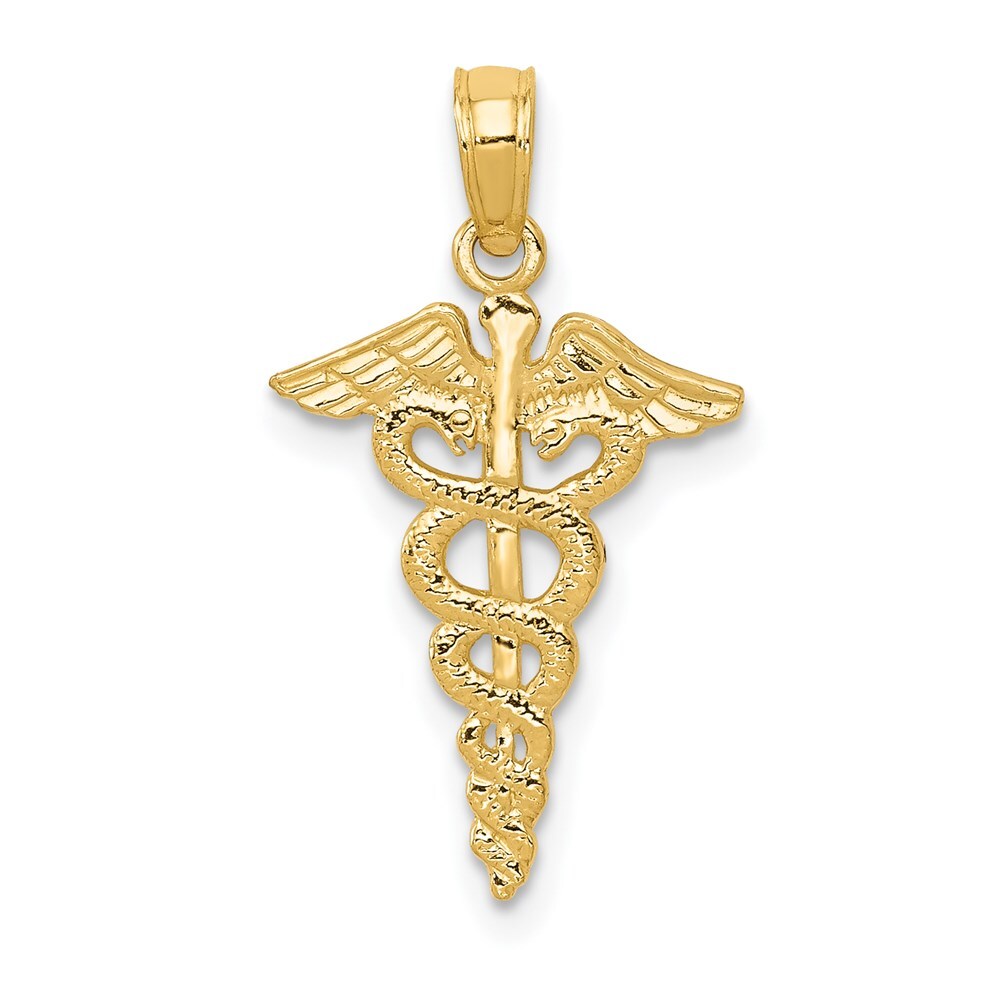 Real 14kt Yellow Gold Caduceus Pendant