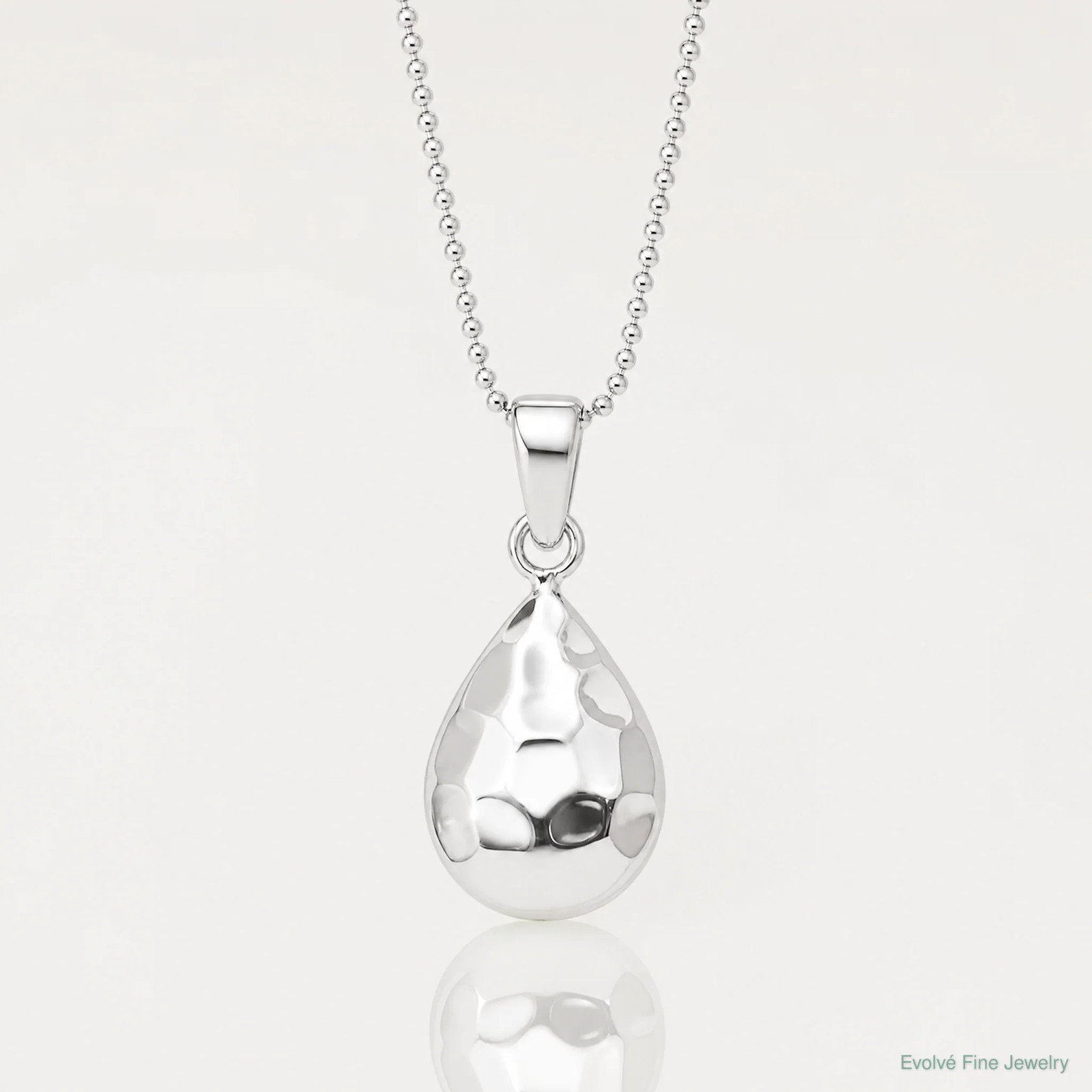 Sterling Silver RH-Plated Hammered Pendant Necklace
