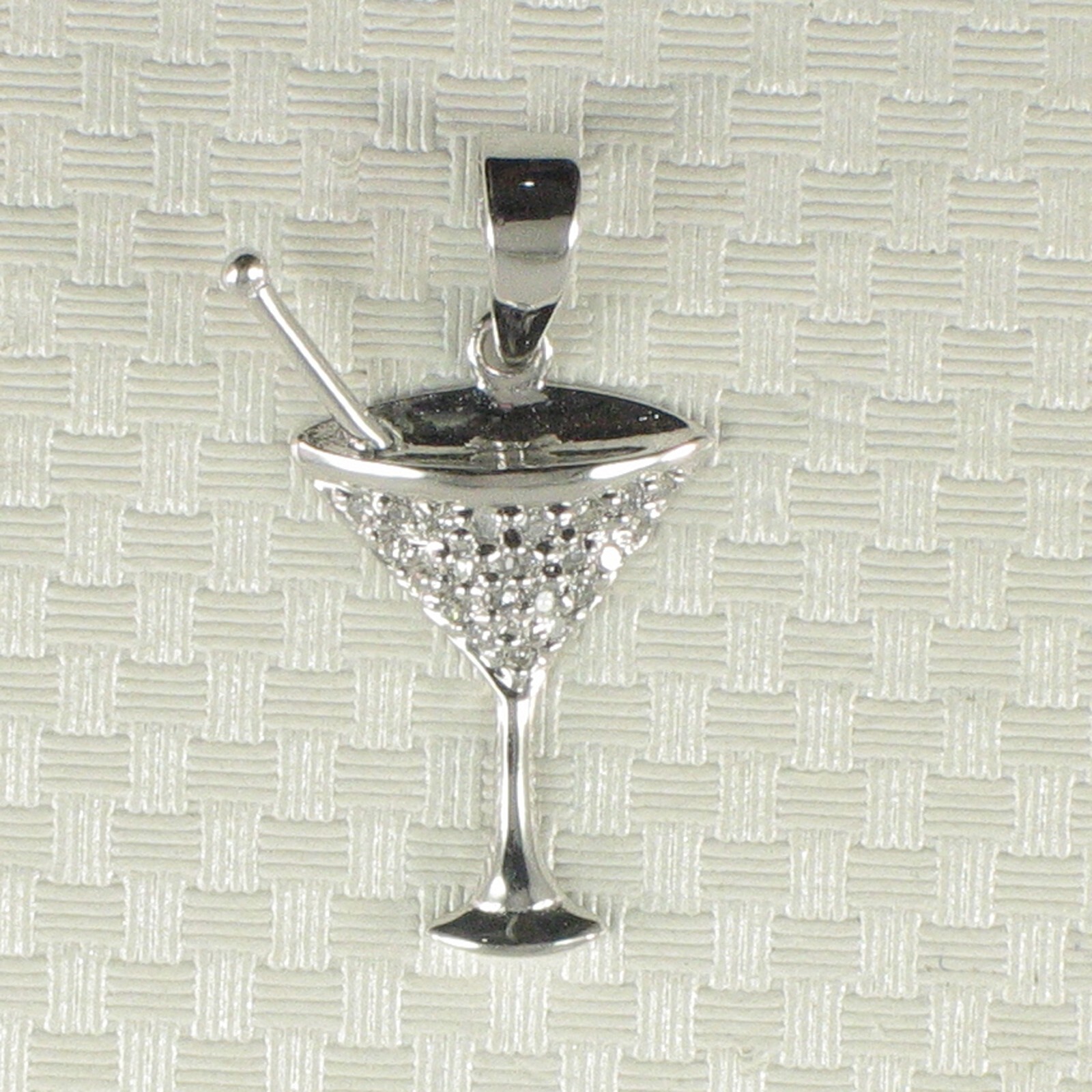 Beautiful Cocktail Cup Design 14kt Solid White Gold Diamond Pendant Necklace