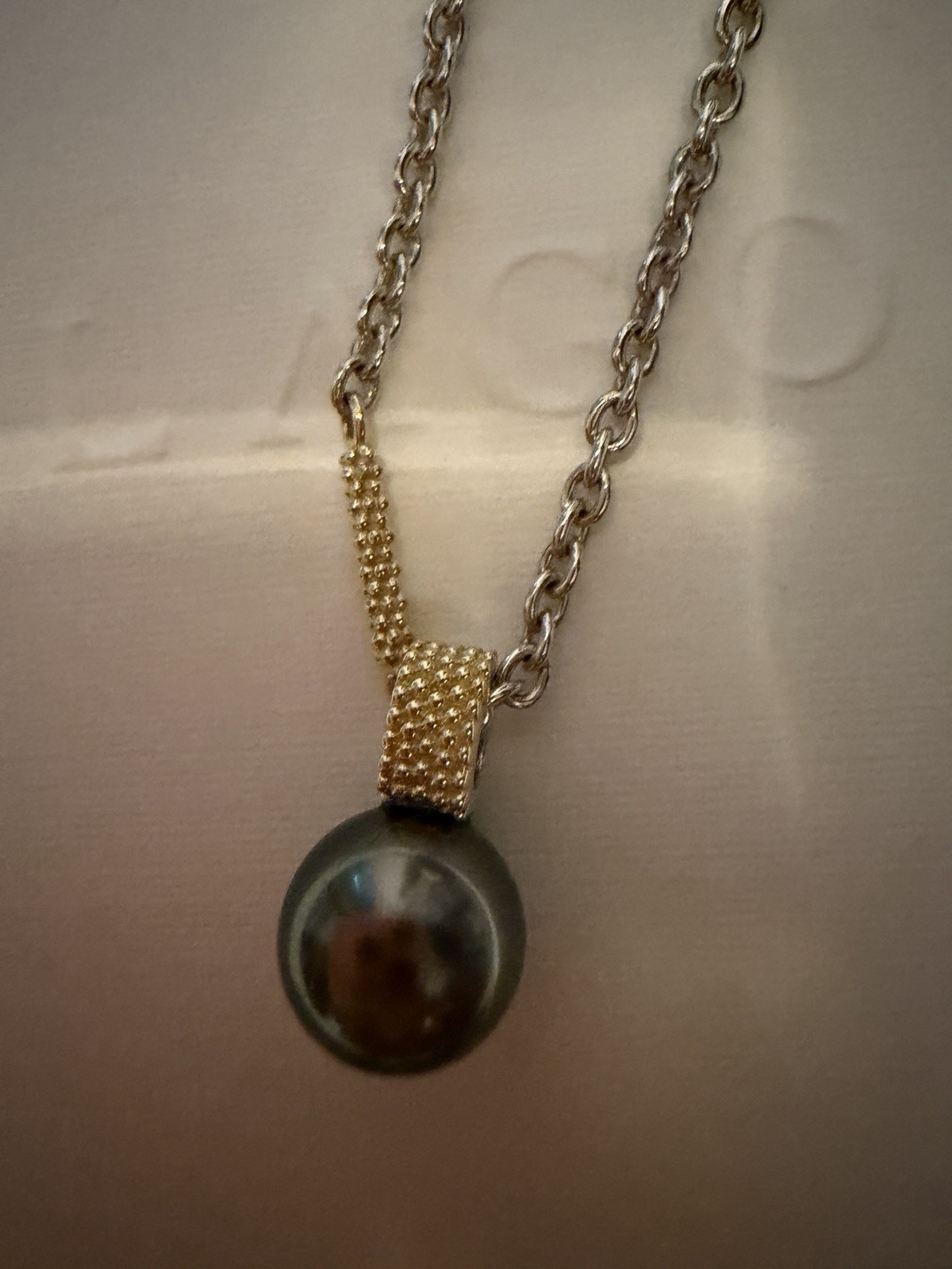 🆕LAGOS LUNA Two-Tone TAHITIAN BLACK PEARL Pendant Necklace