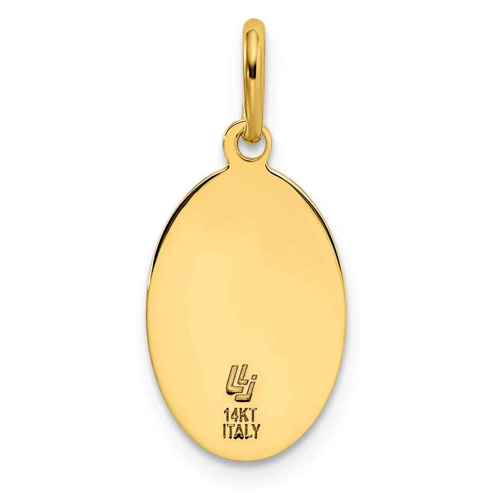 14K Yellow Gold Polished And Satin Oval St. Christopher Pendant