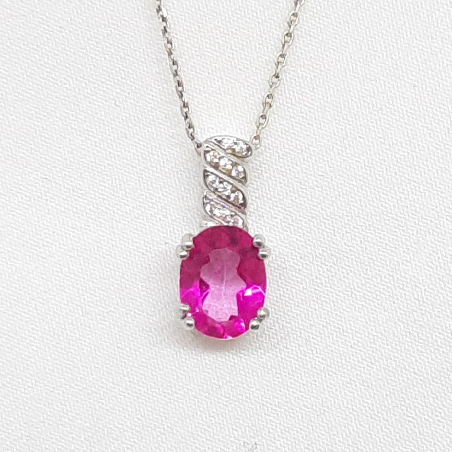 World Class 2.50ctw Pink Topaz & White Sapphire 925 Sterling Silver Pendant