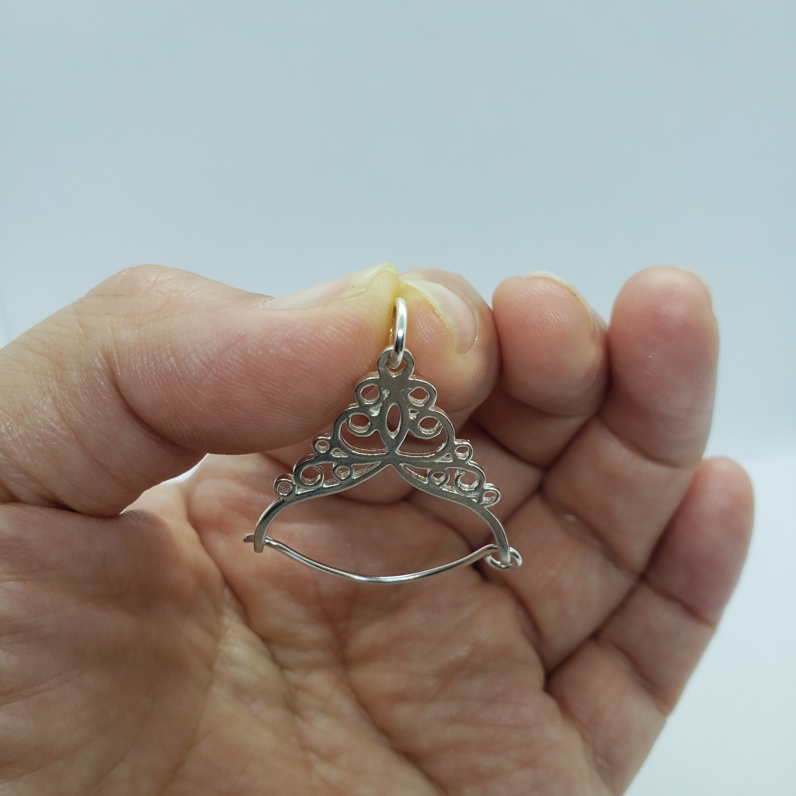 925 Solid Sterling Silver Large Charm Holder Pendant 1 1/2 inch Tall Made in USA