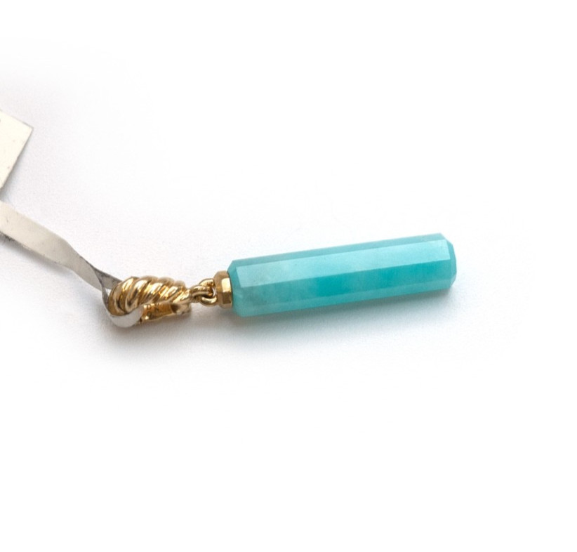 DAVID YURMAN New Ladies 20x5mm Barrel Charm Enhancer with Amazonite & 18K Gold
