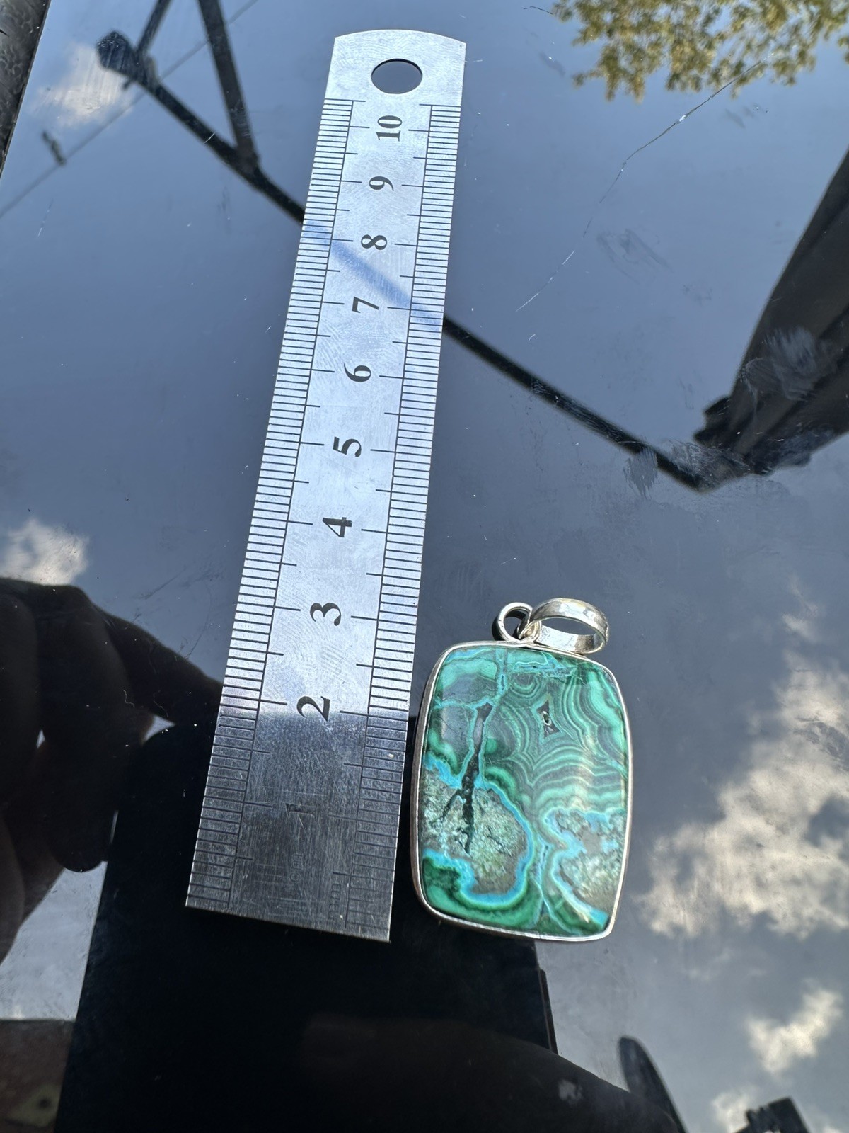 Malachite Chrysocolla 925 Sterling Silver Pendant Natural C1