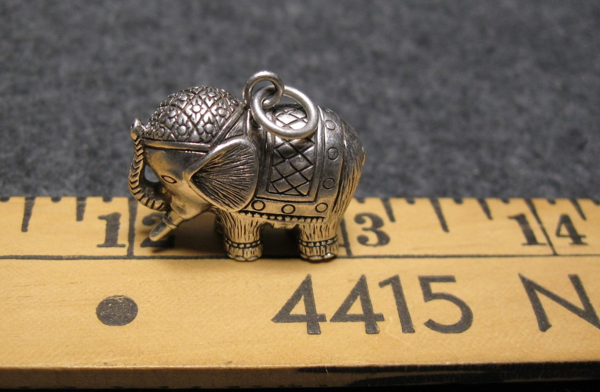 925 Elephant 3D Charm Pendant ATI Indonesia Solid Silver – VERY NICE
