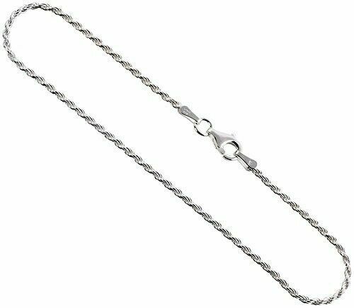Sterling Silver Necklace Diamond-Cut Rope Chain 1.2mm 925 Sterling Silver Rope