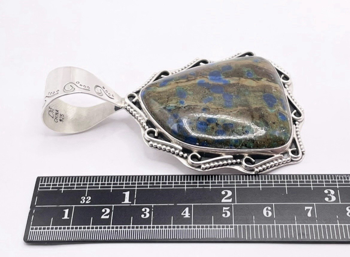 925 Sterling Silver Azurite gemstone Freeform Pendant Jay King signed