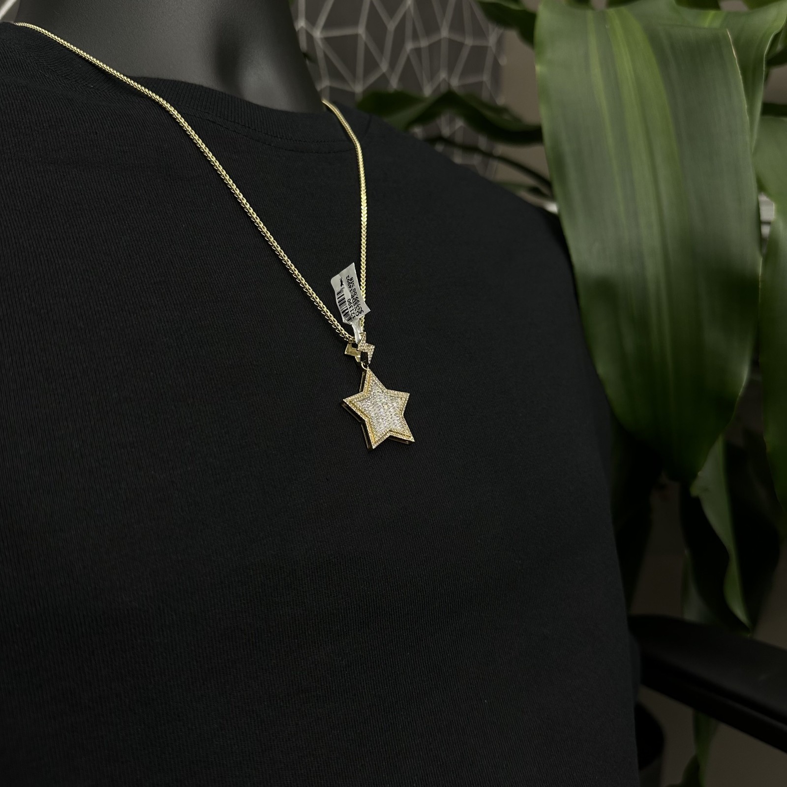 Genuine Diamond Start Charm 1.20 CTW with 10k Gold Pendant Male Female