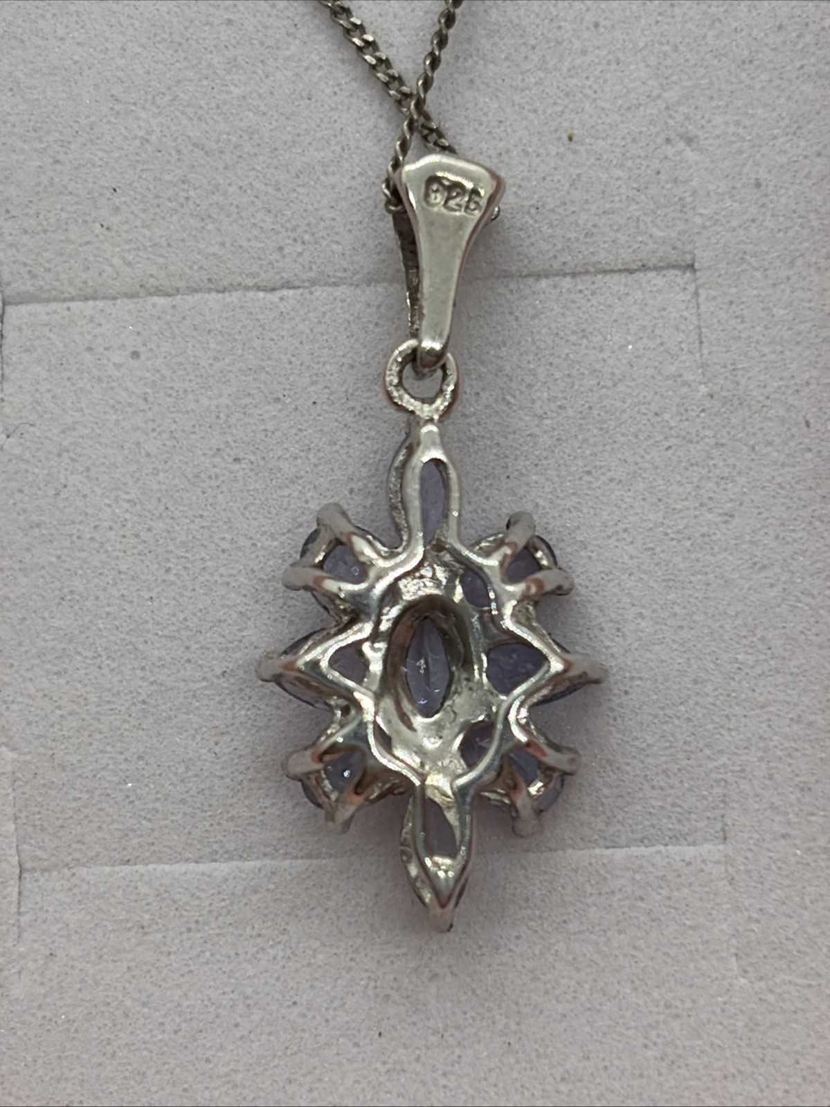 925 Silver With Light Blue Gemstones 18” Necklace