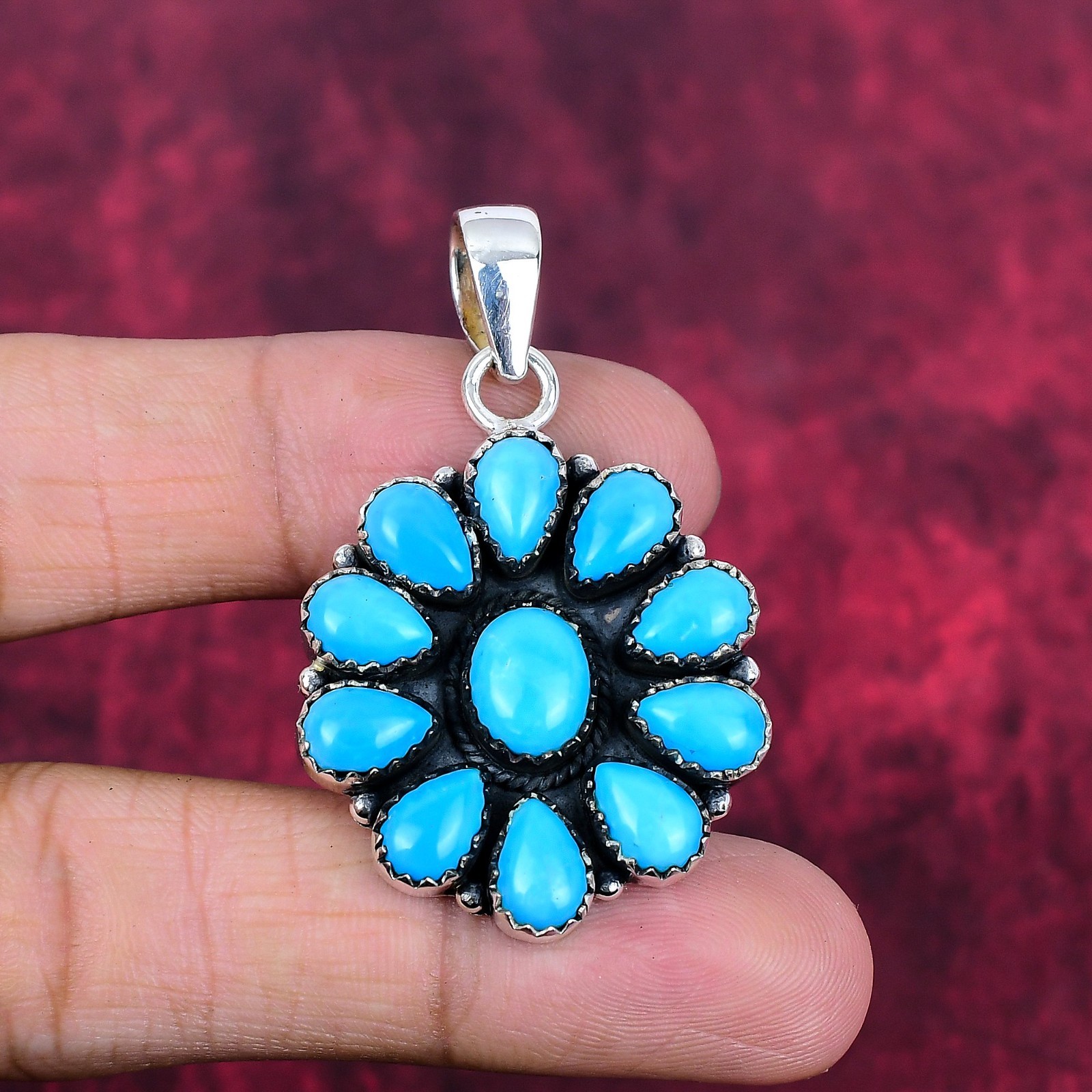 Sleeping Turquoise Gemstones Handmade 925 Sterling Silver Pendant Jewelry Gifts