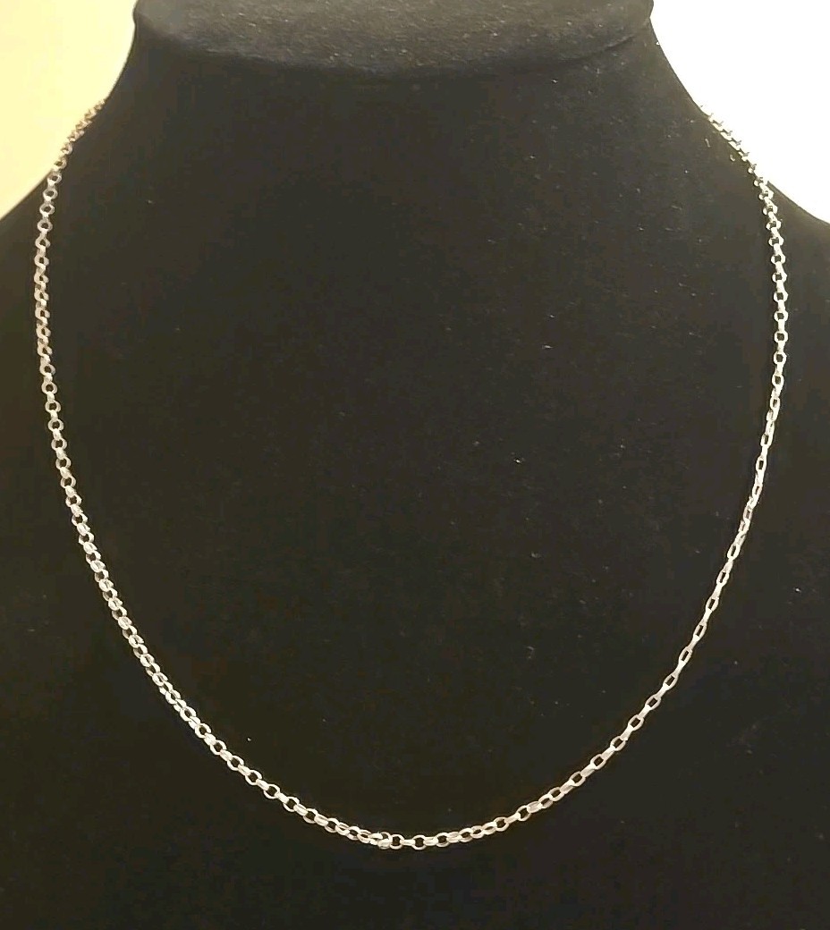 14K WG Italy Rolo Link Chain Necklace Spring Ring Clasp/Closure, App. 19 3/8 In.