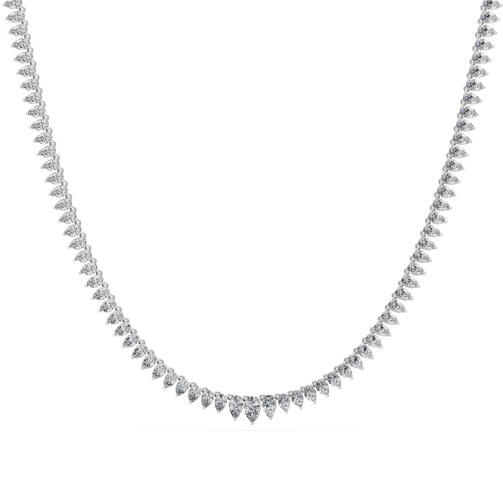 15.3 Ct Pear Cut Diamond Tennis Necklace VS1 D-F White Gold 14k
