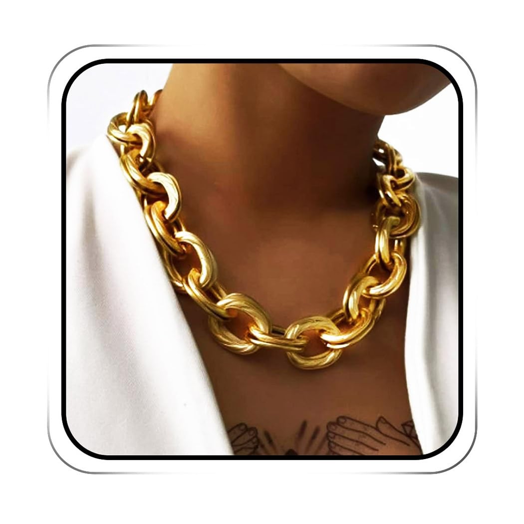 Chunky Gold Choker Necklace Cuban Link Large Chain Necklaces for Women