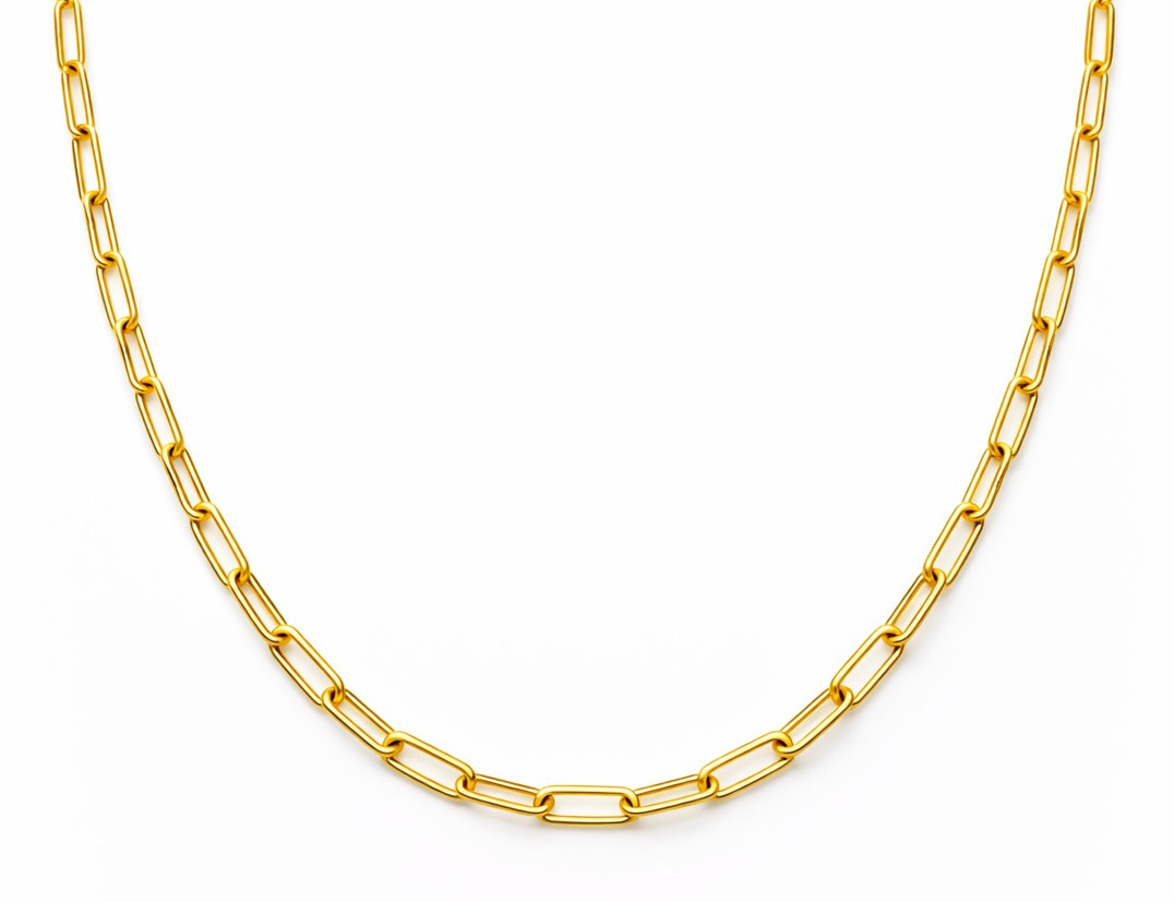 Italian 1/200 14K Yellow Gold Overlay Paperclip Chain Necklace 4mm Men Women