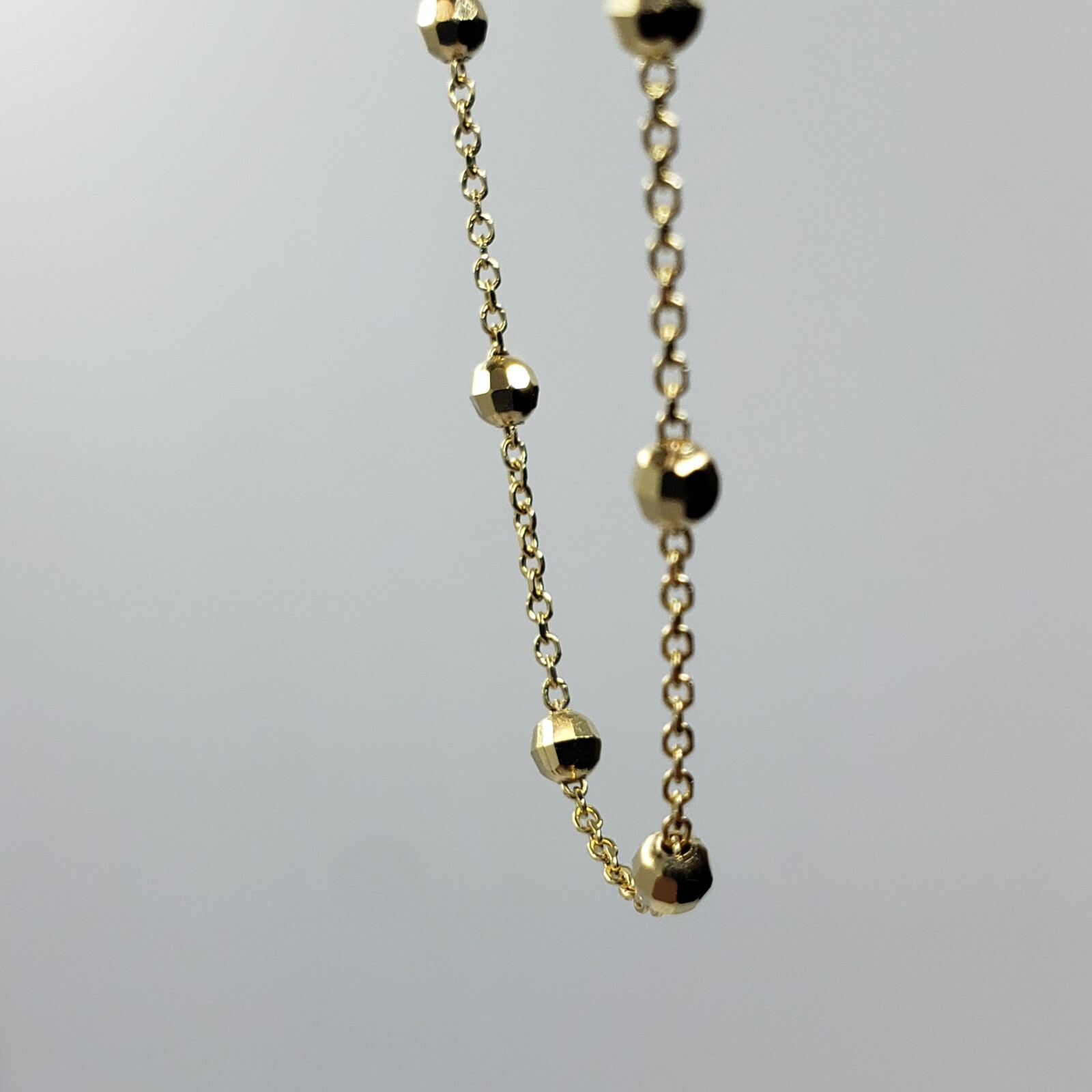 14K Solid Yellow Gold Station Ball Bead Rolo Bracelet Anklet 2mm 4mm 7″ 10″