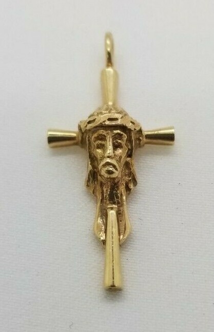 14 KT GOLD RELIGOUS CHARM CROSS JESUS 3.4 GRAMS