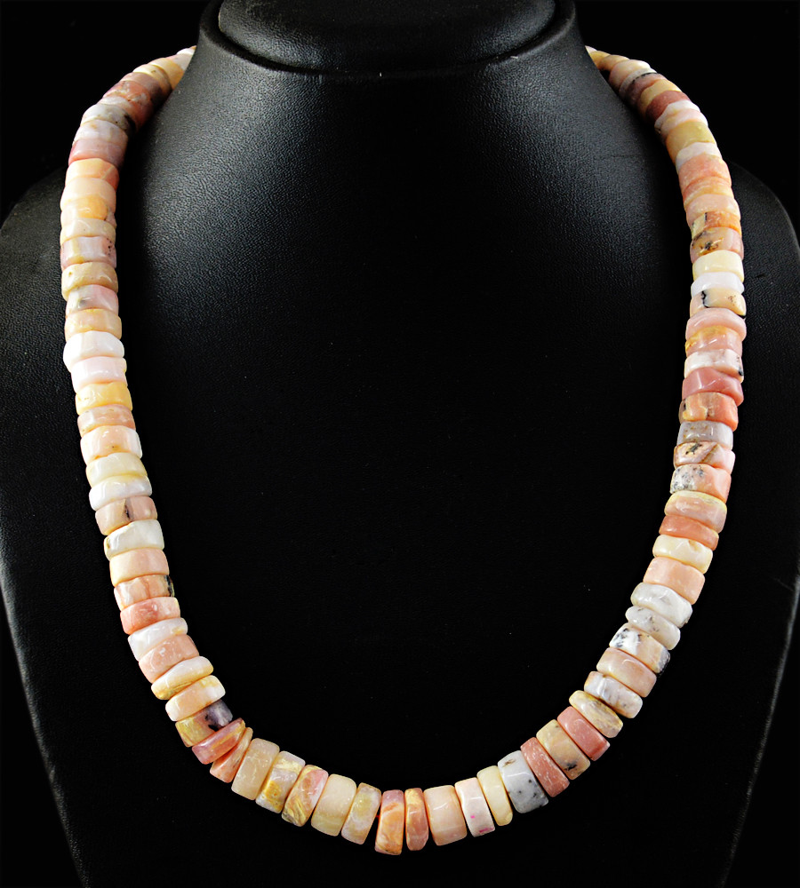 521.00 Cts Natural Pink Australian Opal Round Shape Single Strand Beads Necklace
