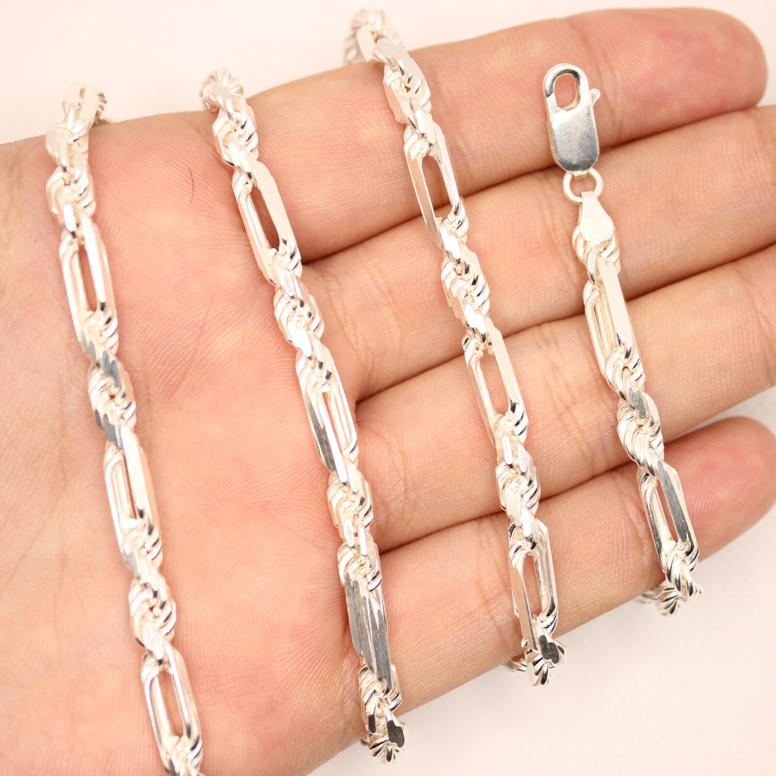 925 Sterling Silver Twisted Milano Figarope Chain Necklace (4mm~5mm/18″~28″)