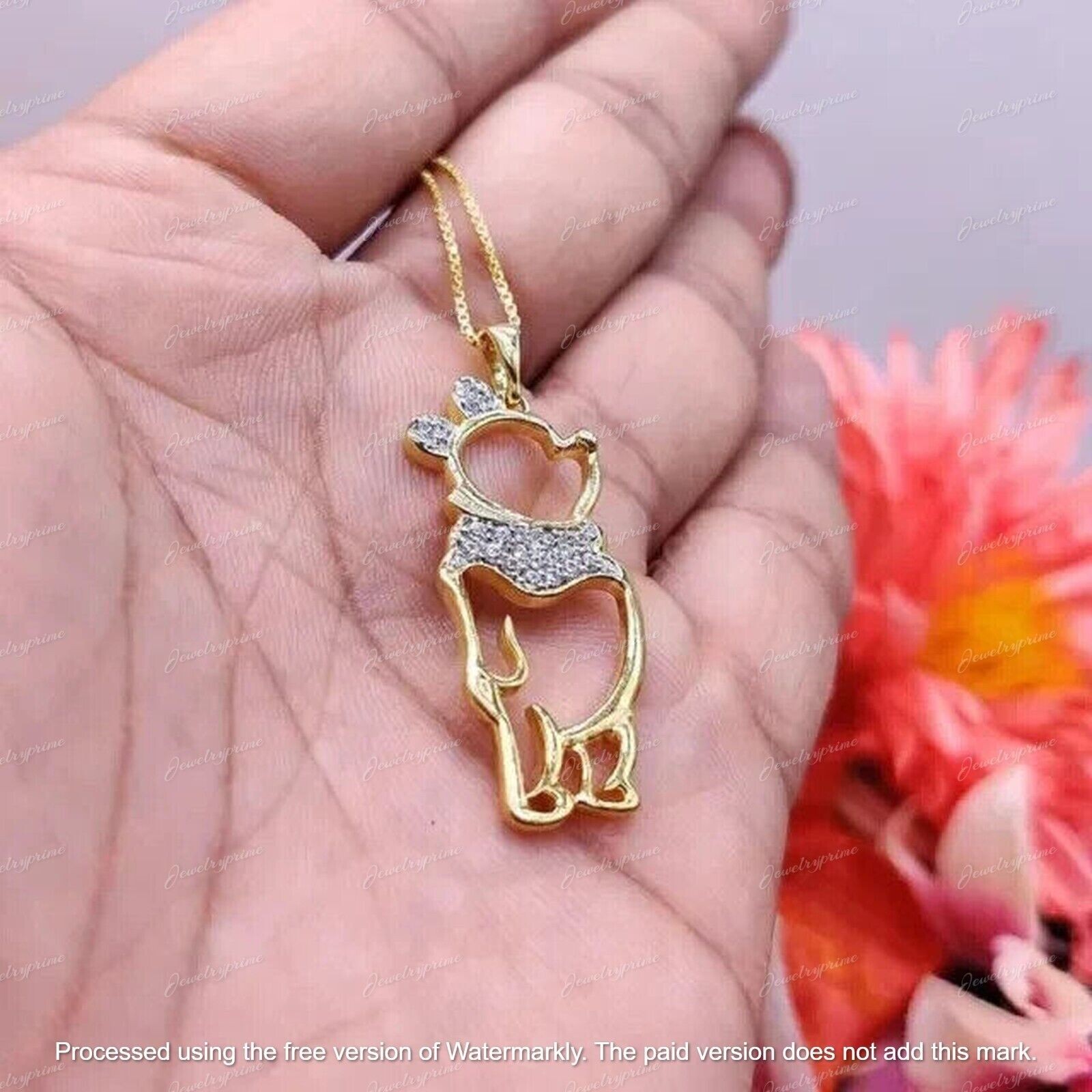 3Ct Round Cut Lab Created Diamond Winnie The Pooh Pendant 14K Yellow Gold Finish